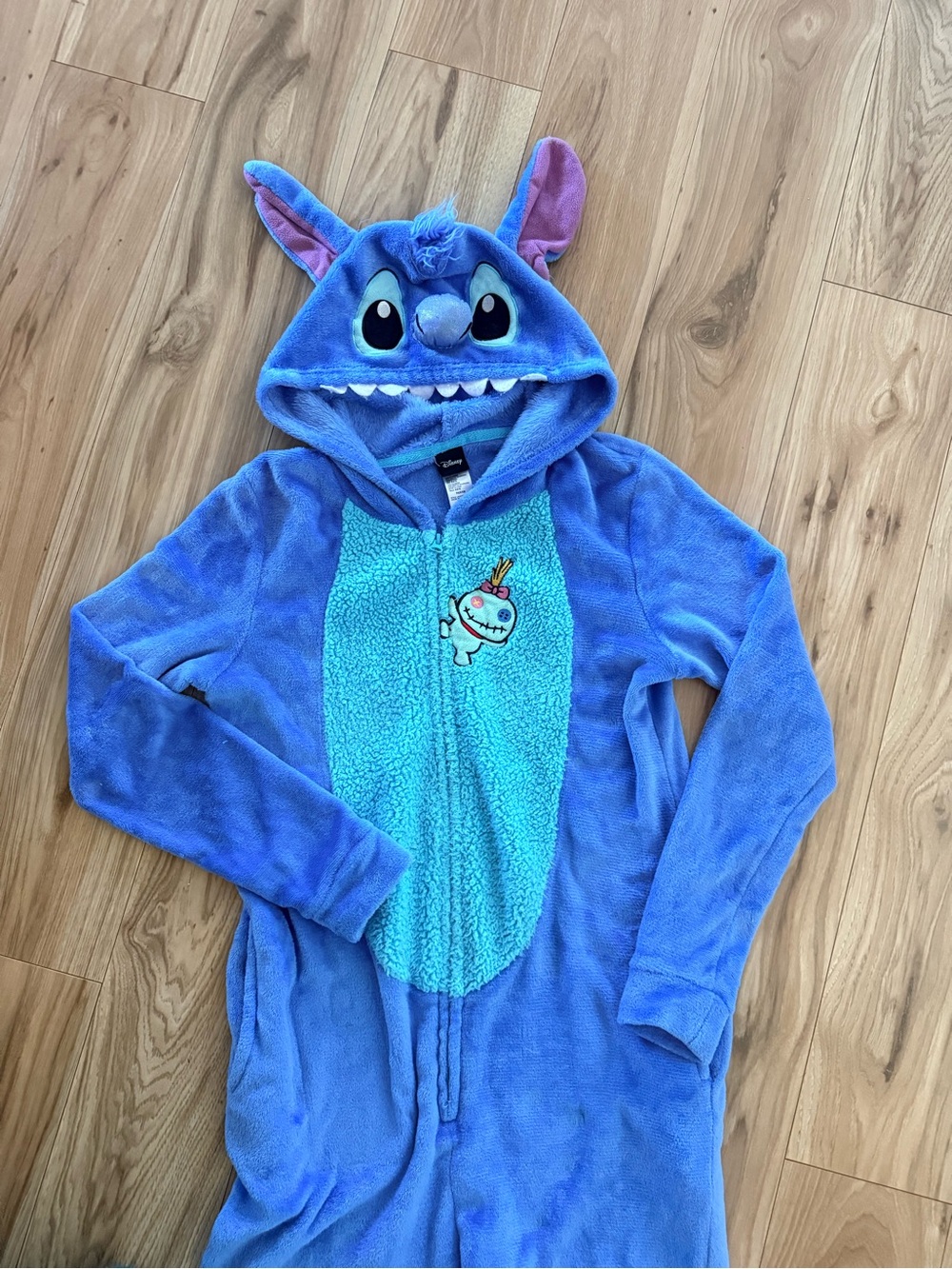 Disney Blue Stitch Hooded adult Onesie with Character Hood - Picture 2 of 4